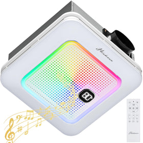 Hawkrown bathroom fan with Bluetooth speaker for music during showers.