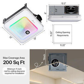 Hawkrown bathroom fan LED light providing bright, adjustable bathroom illumination.