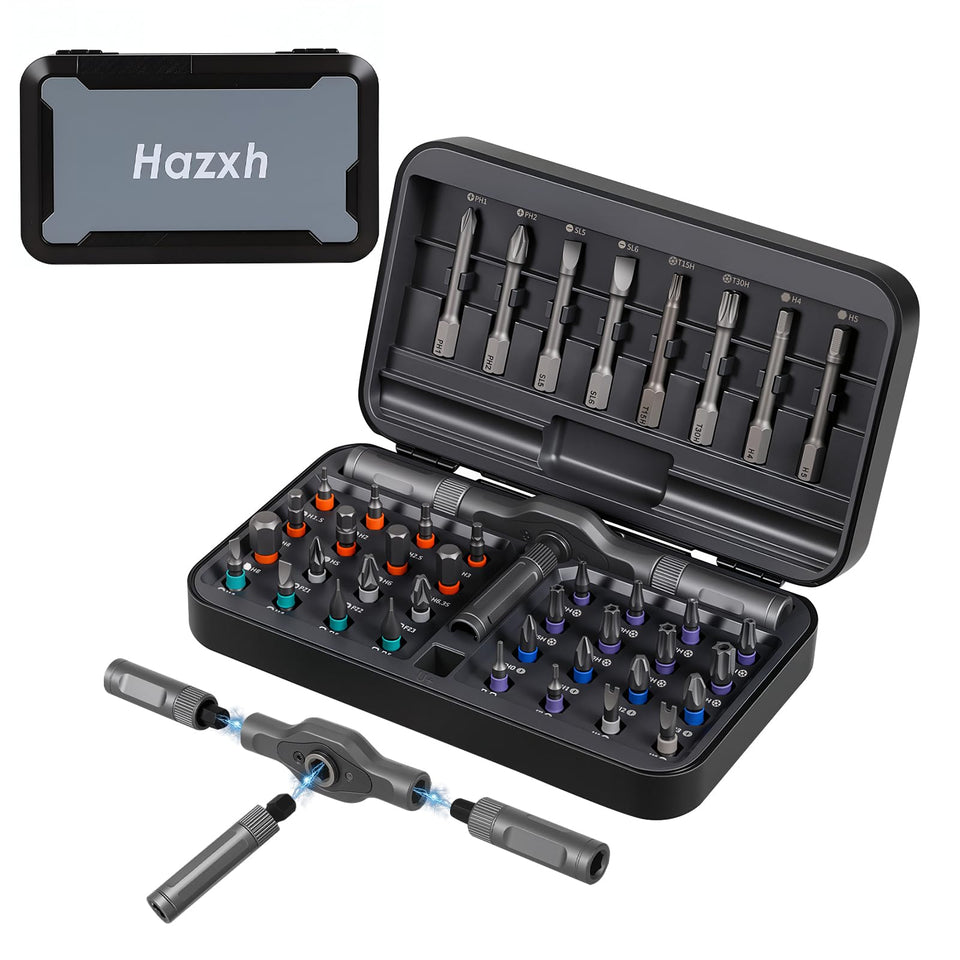 Hazxh 42-in-1 screwdriver set in case with magnetic storage for quick screw handling.