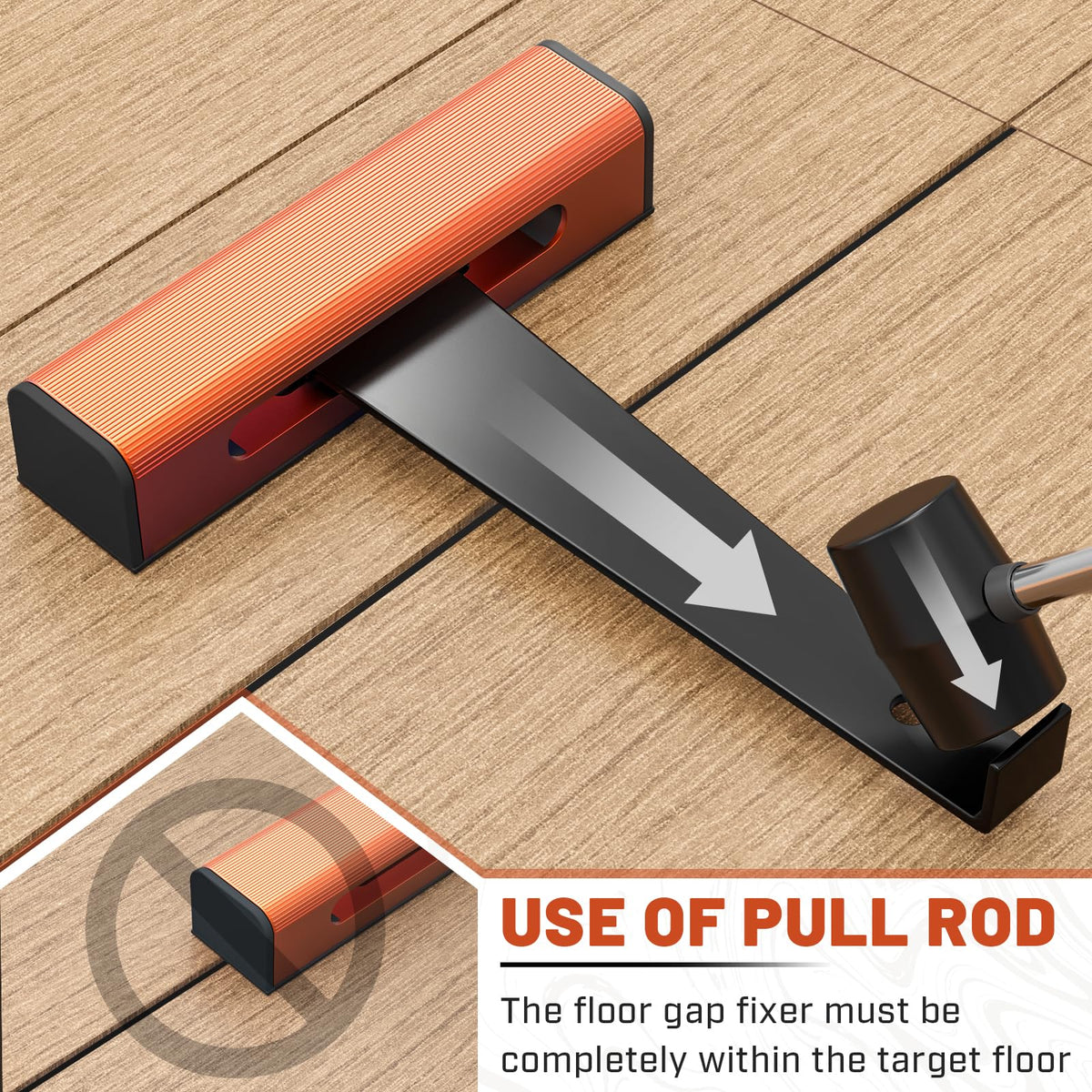 Hazztoll Floor Gap Fixer pull rod guiding plank edges for a tight seal