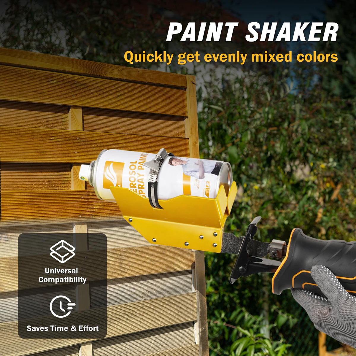 Hazztoll spray can shaker clamps securely for fast blending