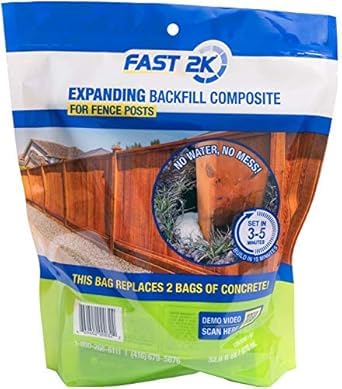 HB Fuller Fast 2K bag replaces heavy concrete for easier fence post anchoring.