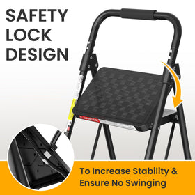 HBTower 3 Step Ladder with cushioned handle for comfortable carry