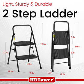 HBtower folding step stool anti-slip pedals for a secure kitchen reach