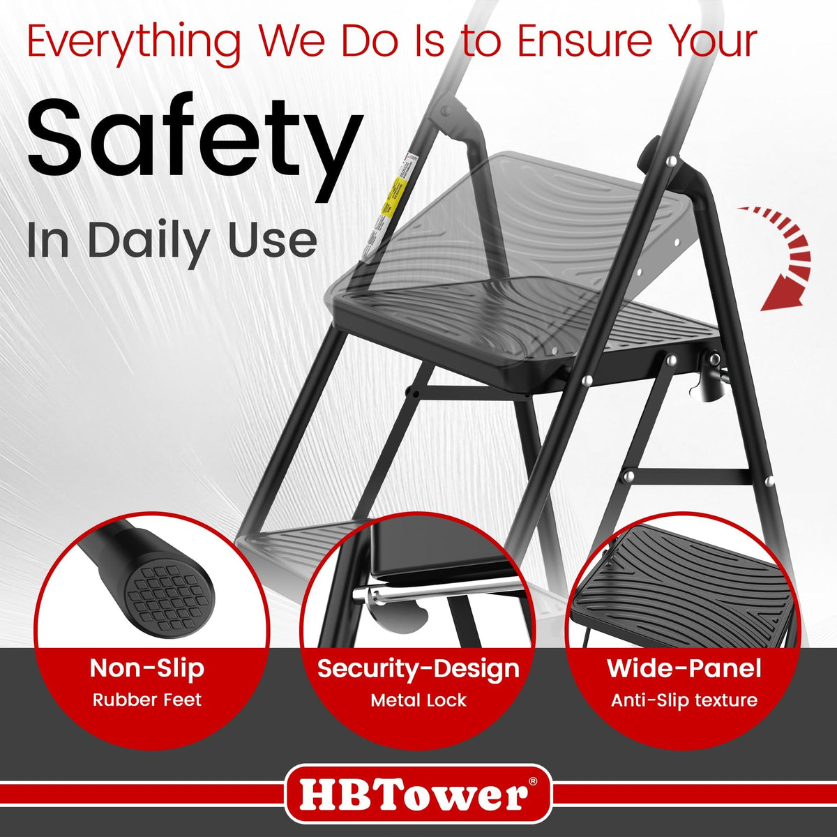 HBtower grip handle provides stable ascent and descent