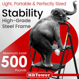 HBTower Step Ladder folded for easy storage and transport.