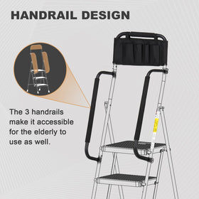 HBTower Step Ladder with handrails extended for secure reach