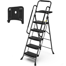HB Tower Step Ladder with handrails offers stable indoor reach for everyday chores.