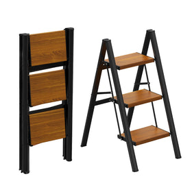 HBTower Step Ladder opened for easy reach to high shelves.