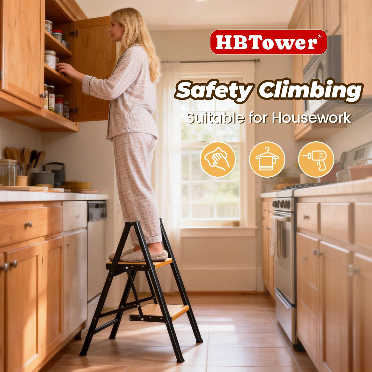 HBTower two-step ladder doubles as a plant stand.