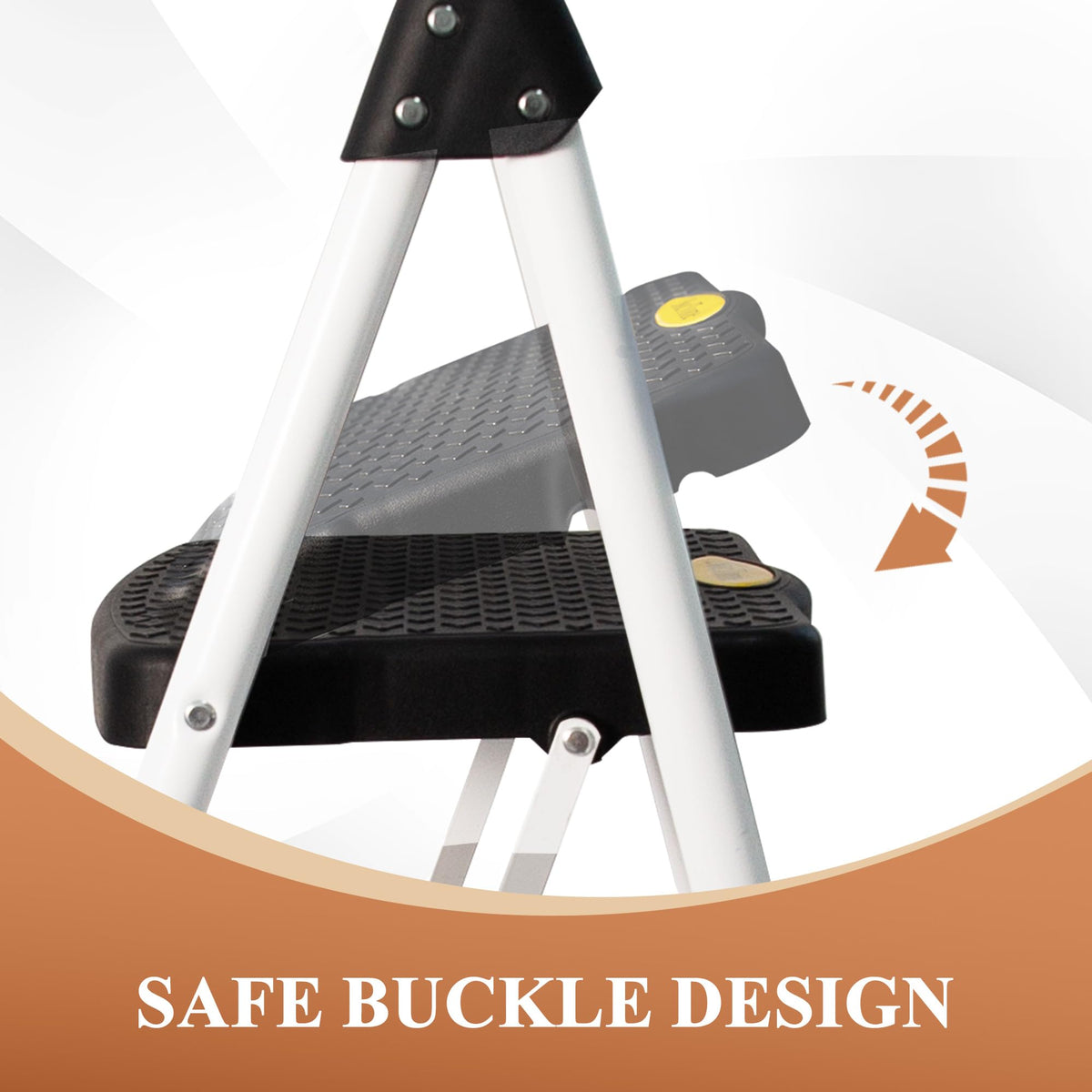 HBTower Step Ladder with snap-lock engaged for safe setup