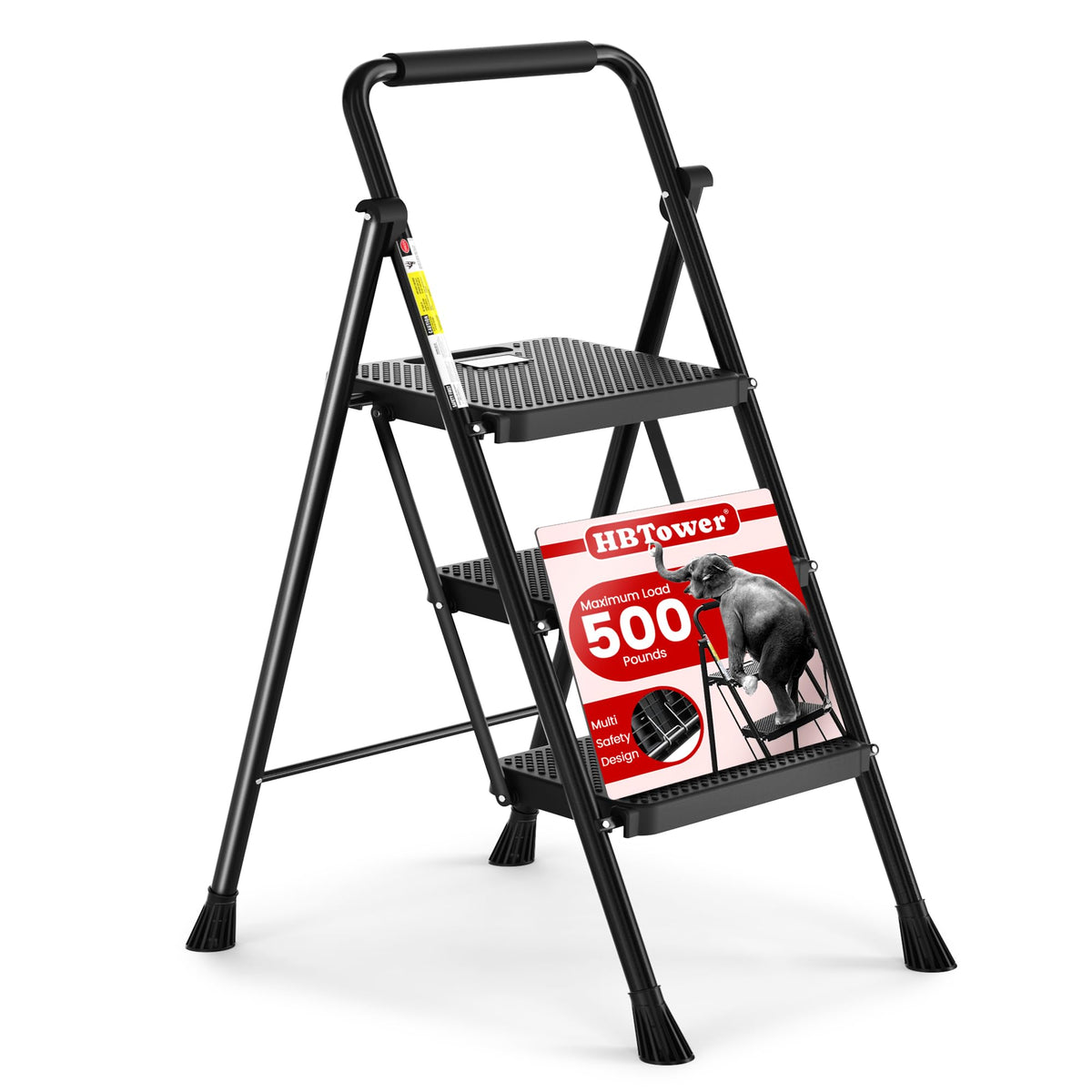 HBTower Step Ladder with wide pedal provides stable standing for indoor tasks.