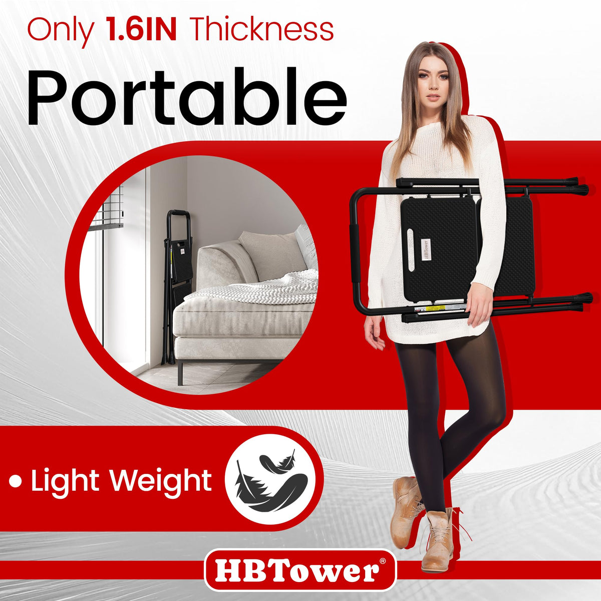 HBTower wide pedals provide heel-to-toe support during tasks