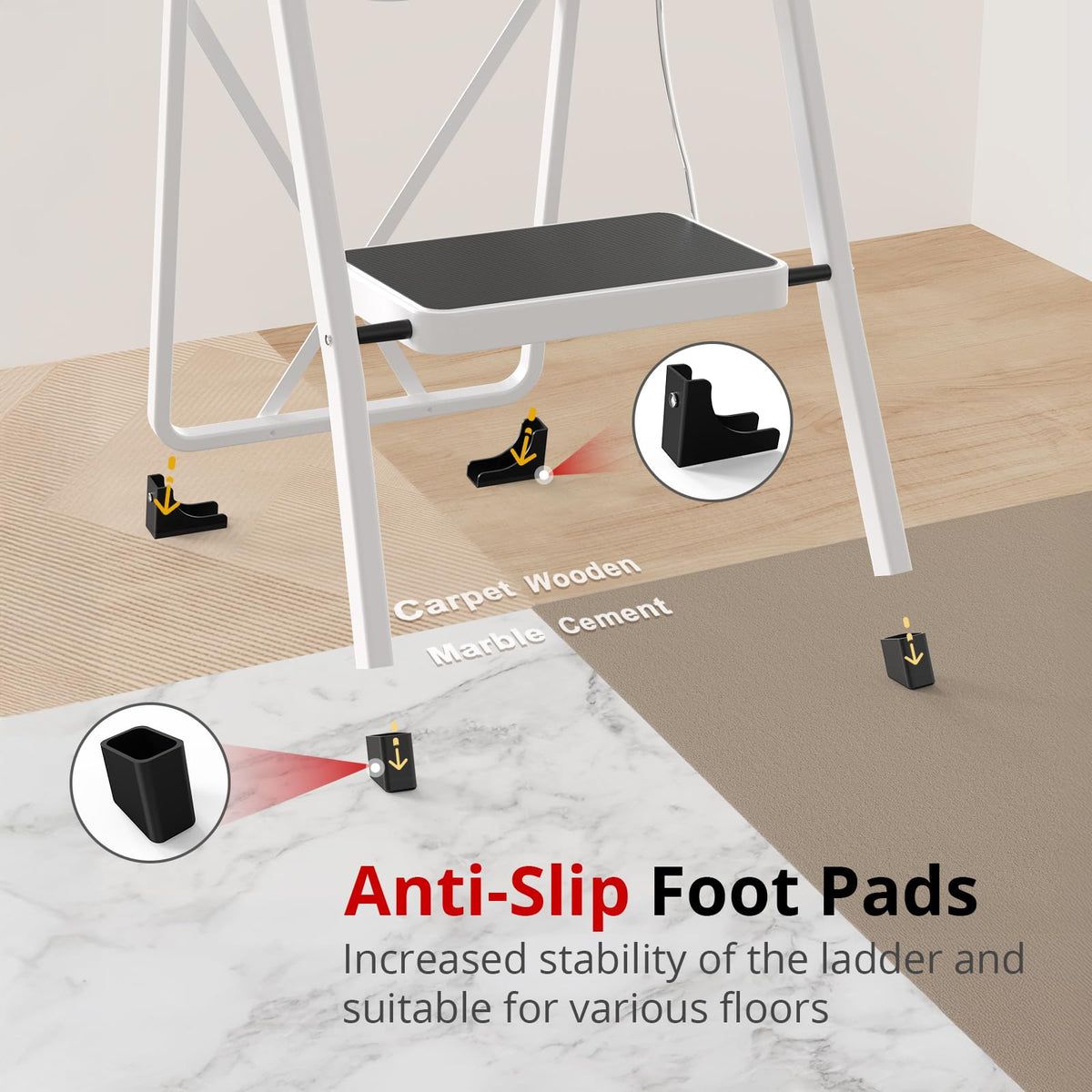 HBTower widened steps with textured grip for safety.