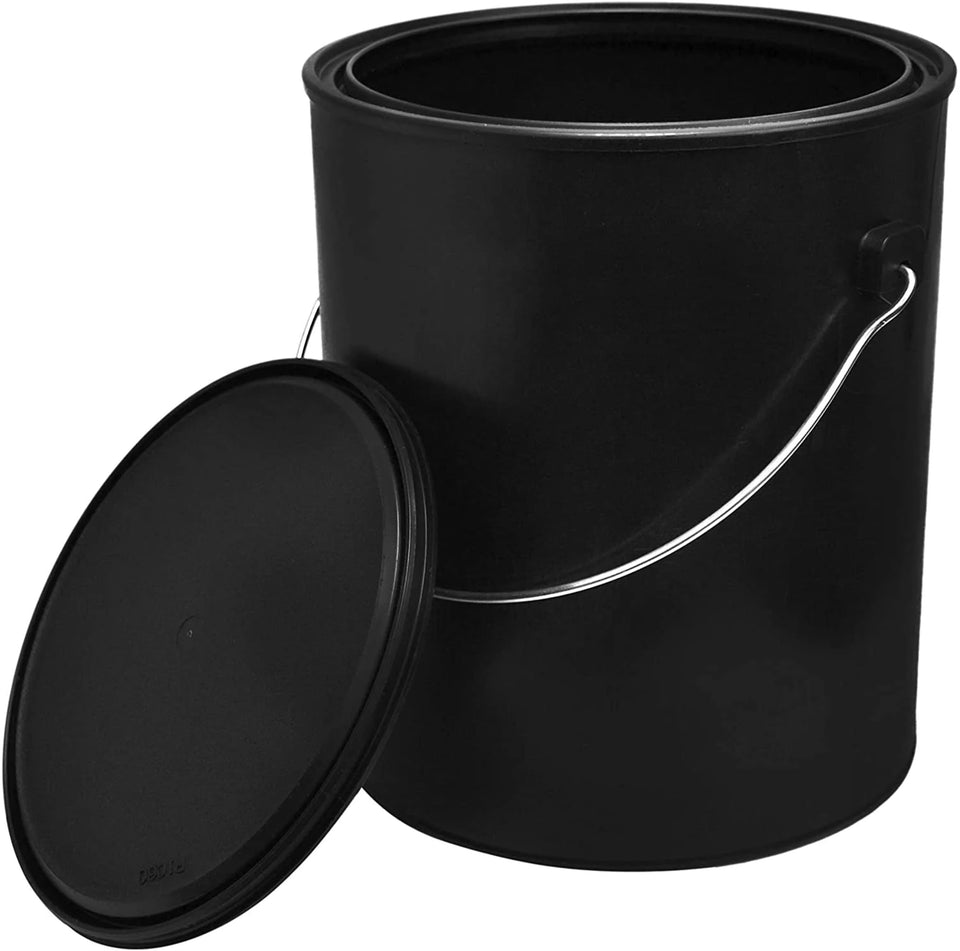 hBARSCI plastic paint can, 1 gallon, black lid and handle, ideal for secure storage