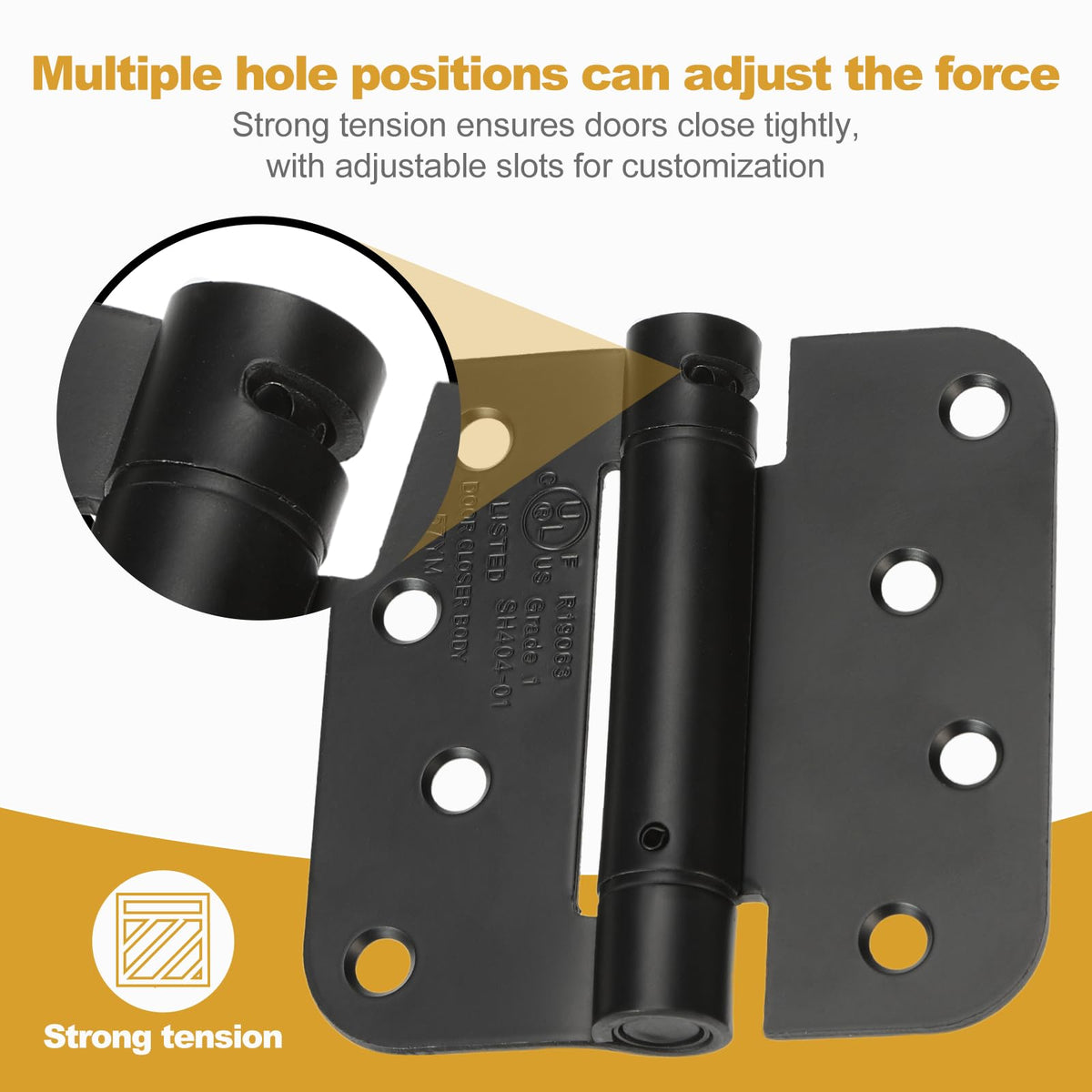 HBL' 2-pack adjustable tension hinges let you customize closing force for different door weights.