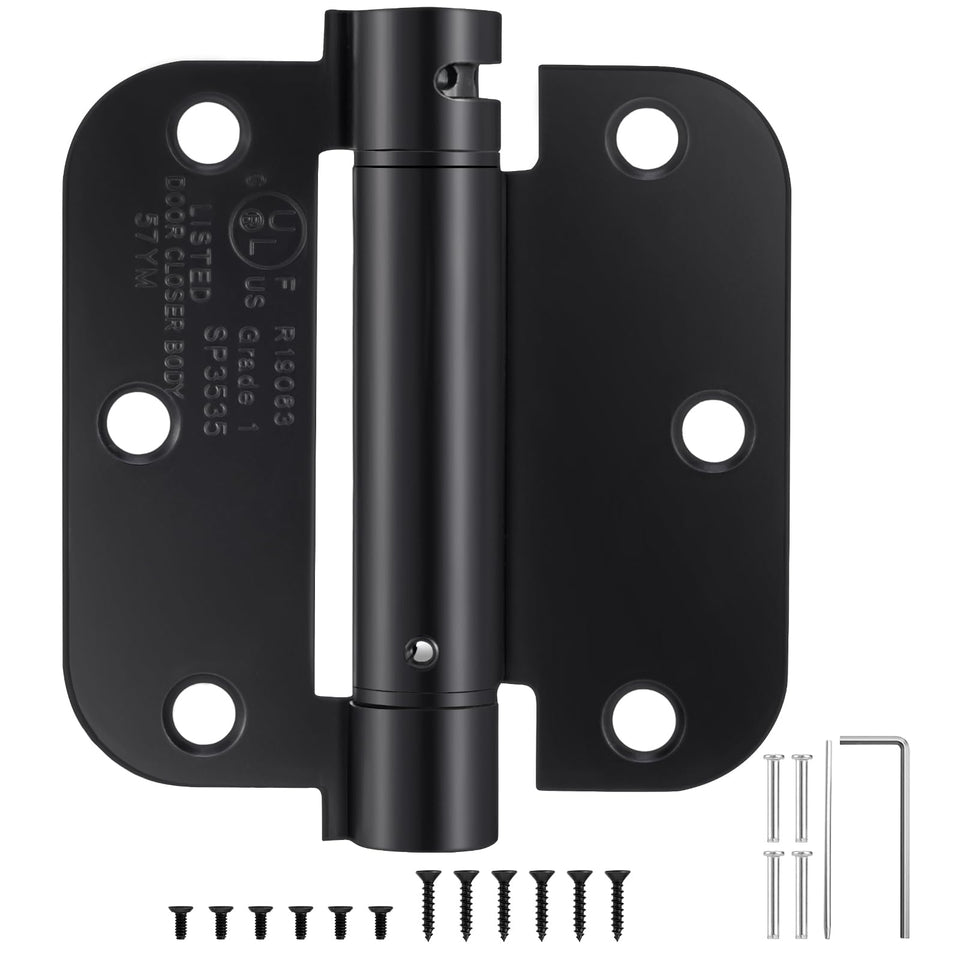 HBL' 2-pack self-closing door hinges demonstrate automatic close action for interior doors.