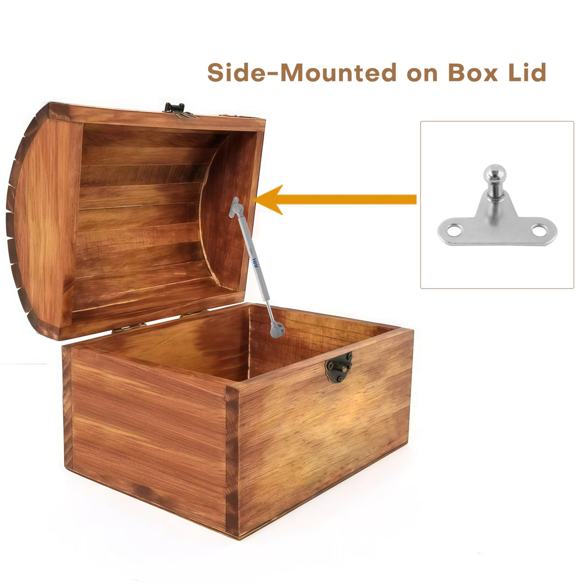 Heavy lid compatibility shown on curved toy box lids by HBL' hinges.
