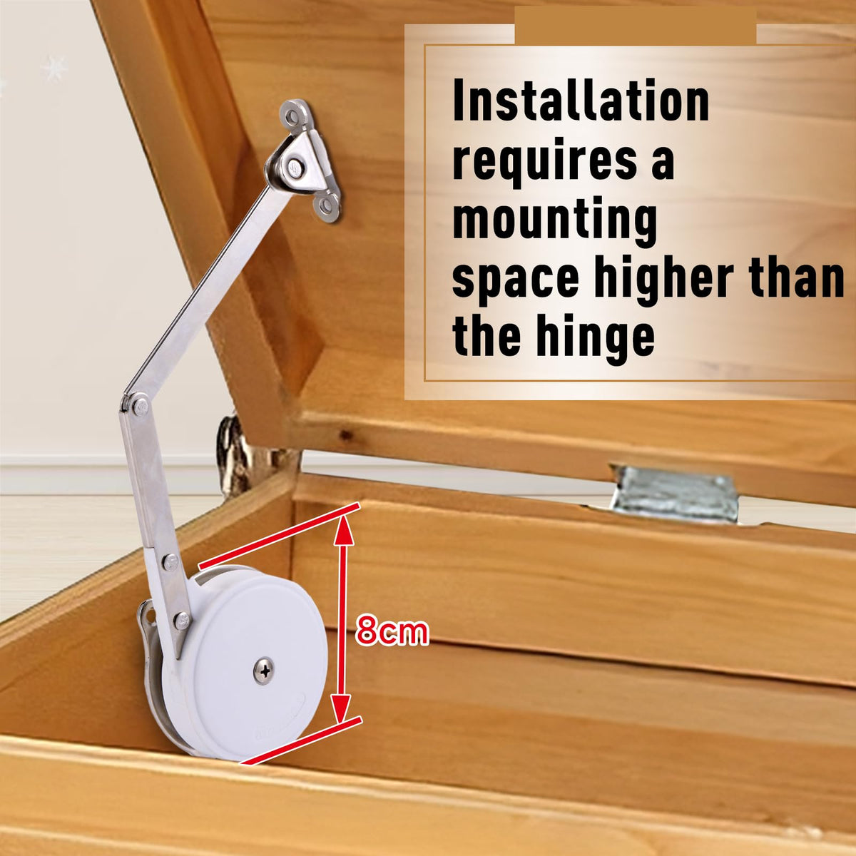HBL' hinge allows 90°–105° lid opening for easy access.