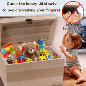 HBL' soft close hinges on wooden chests reduce loud bangs and protect fingers