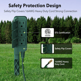 HBN 3-outlet weatherproof stake with covers for garden lighting and devices