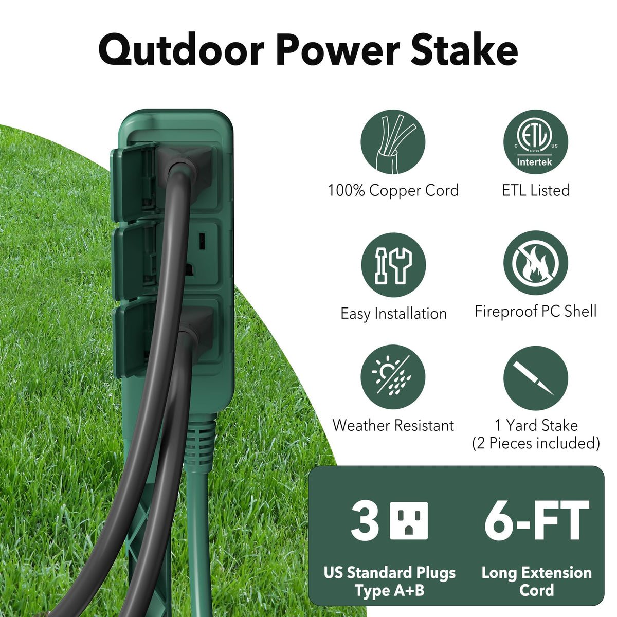 HBN outdoor stake installed in lawn blends with greenery for seamless decor