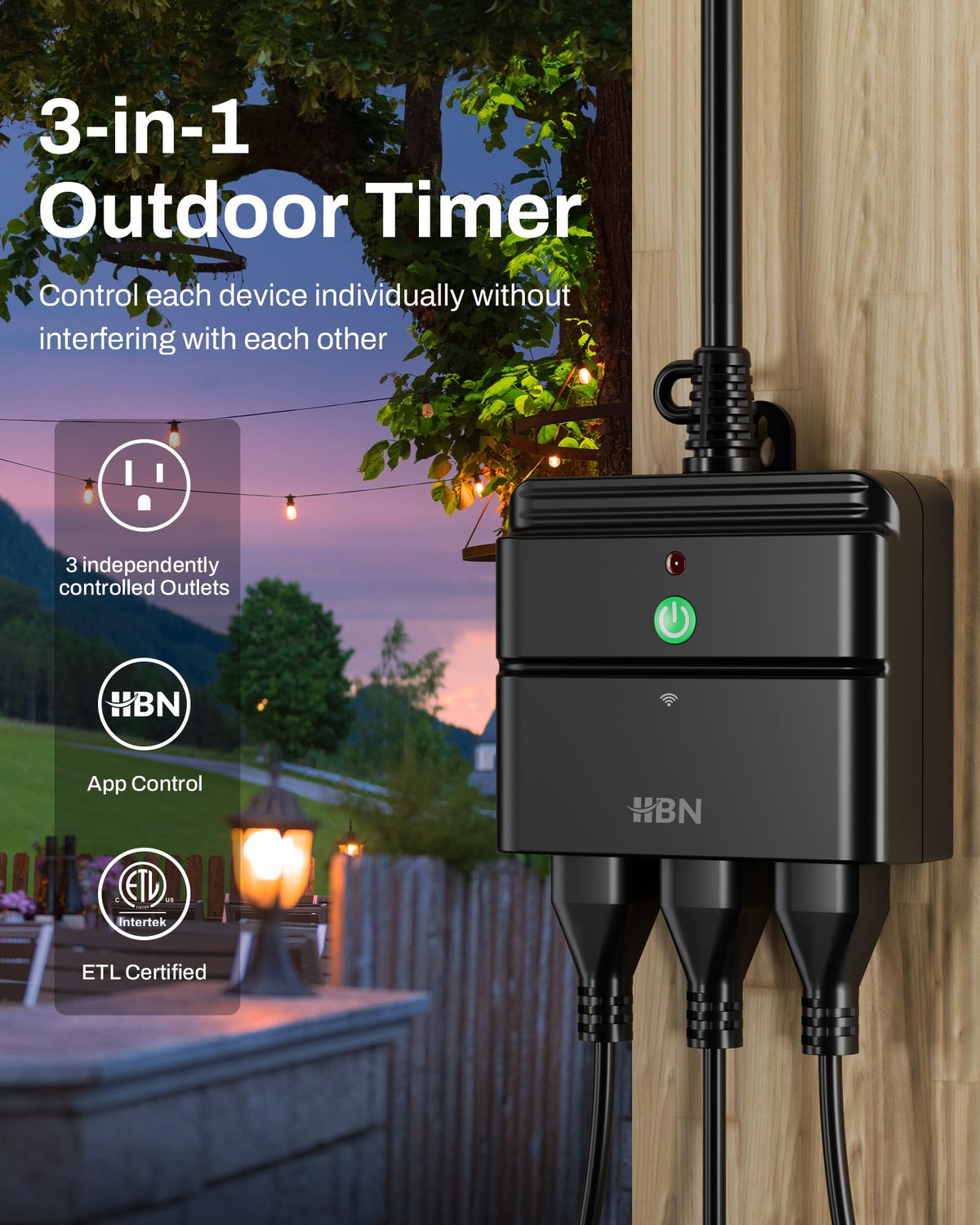 HBN outdoor smart plug IP44 waterproof for rain resilience