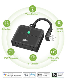 HBN outdoor smart plug with voice control for Alexa and Google Assistant