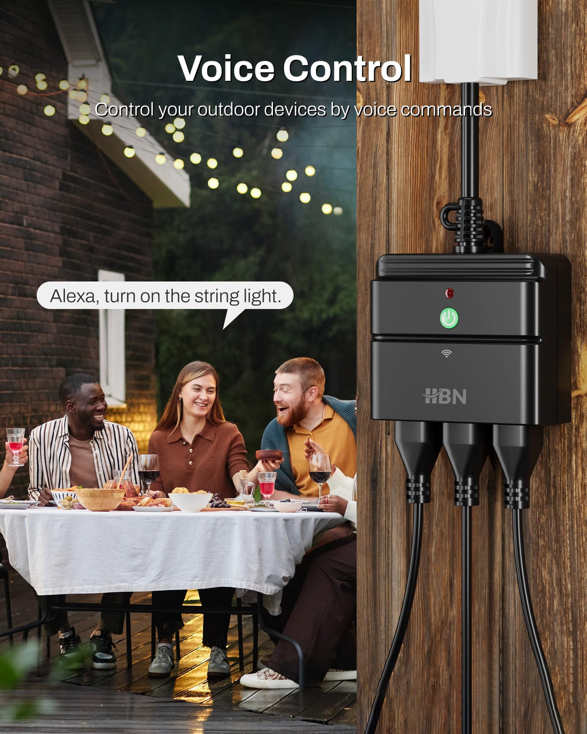 HBN outdoor smart plug connects via 2.4 GHz WiFi for reliable app control