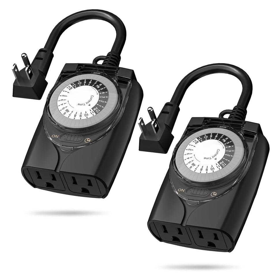 HBN outdoor timer outlet waterproof with weatherproof housing for exterior lighting