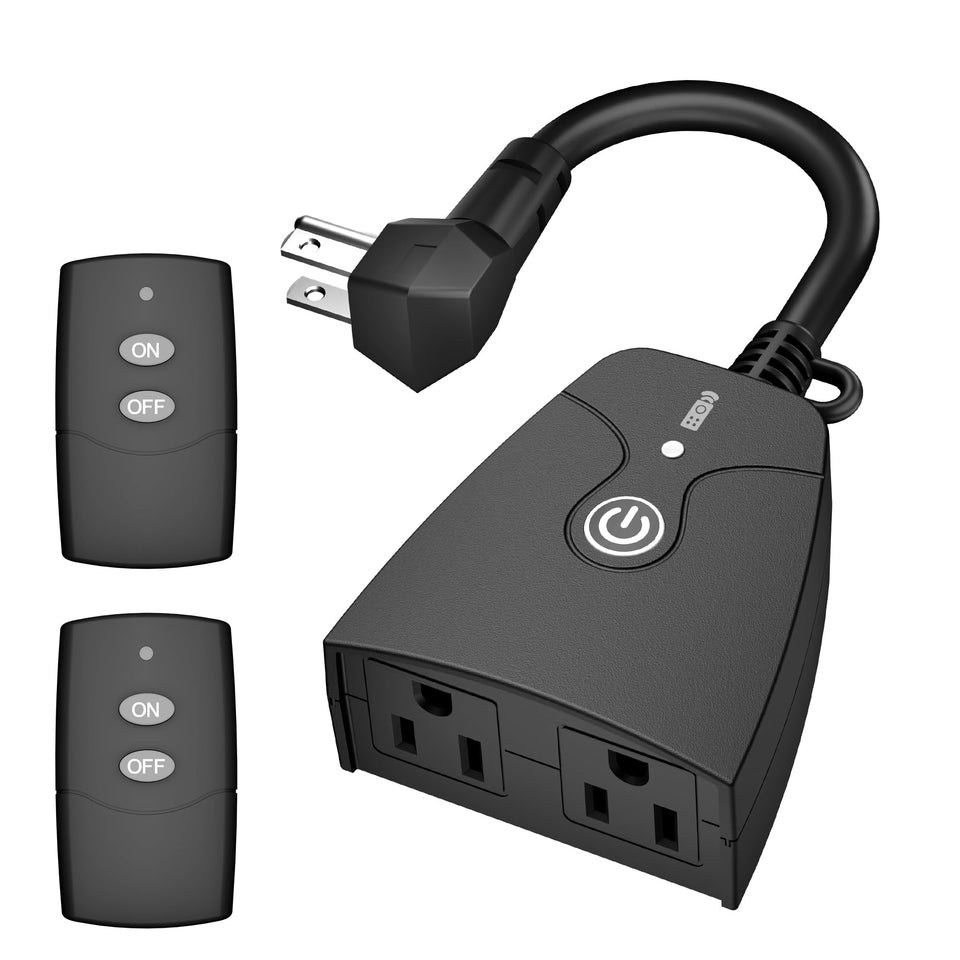 HBN outdoor wireless remote outlet plug with dual outlets for easy lighting control