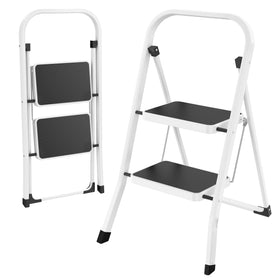 HBTower folding step ladder white – portable reach to high shelves.