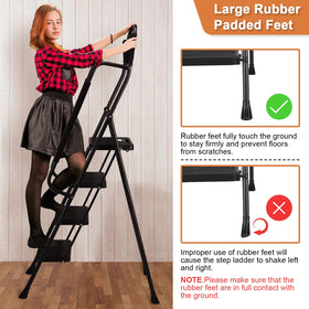 HBTower ladder unfolded shows tall reach for kitchen and pantry tasks
