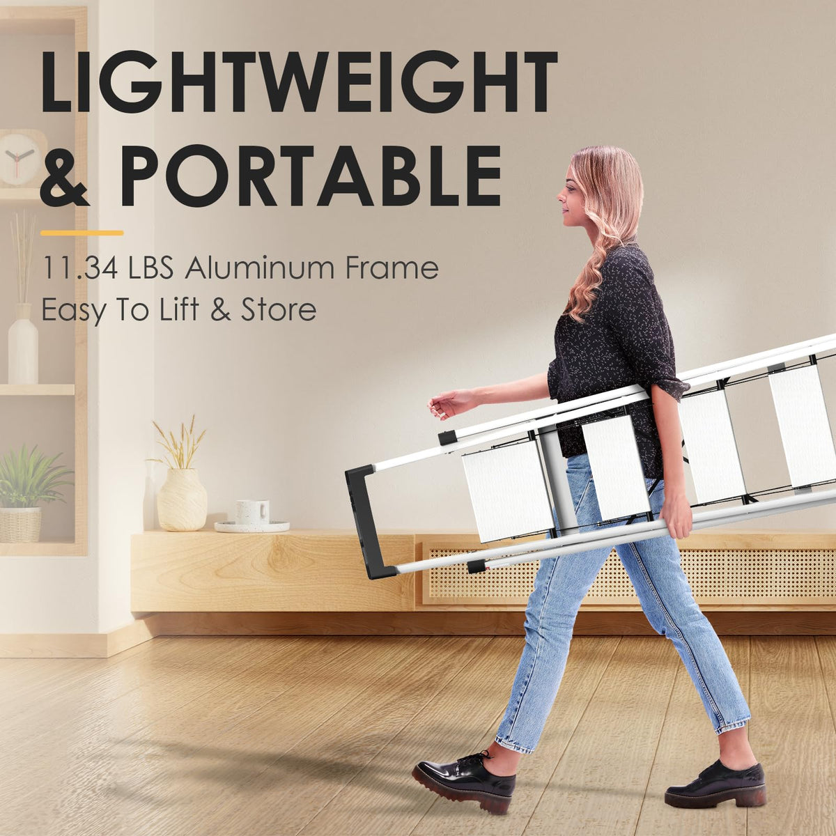 HBTower lightweight ladder weighs 15.9 lbs for easy transport