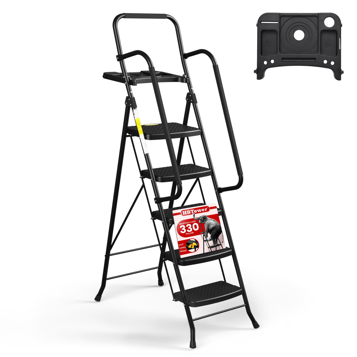 HBTower Step Ladder open extended shows stable reach for tall tasks.