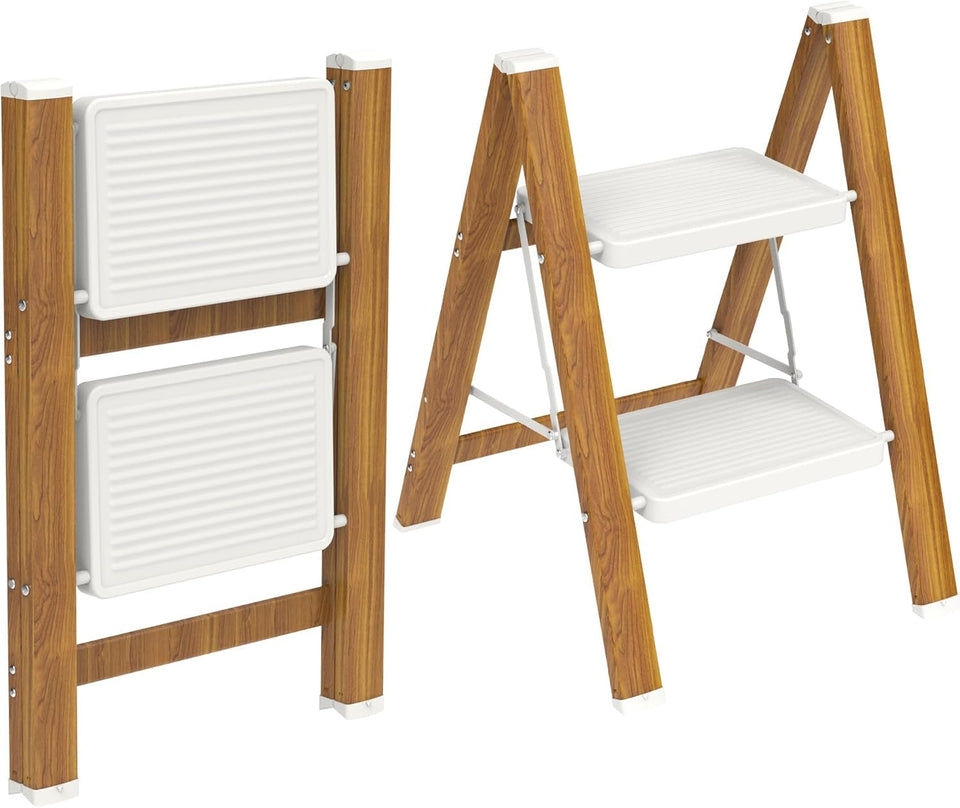 HBTower step ladder open front view for high-shelf access
