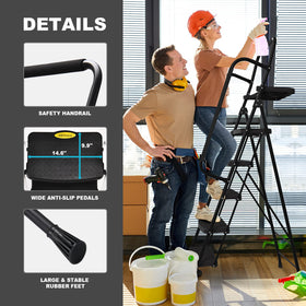 HBTower Step Ladder rustproof frame offers durable steel construction.