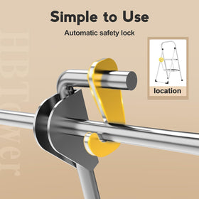 HBTower wide steps image highlights 7.9 by 11.8 inch standing area for comfort.