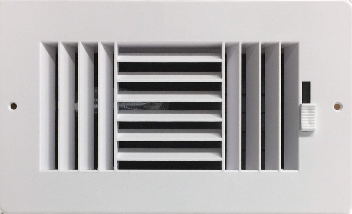HBW three-way sidewall register white with adjustable damper for customizable airflow