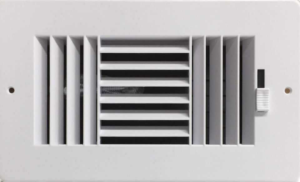 HBW three-way sidewall register white with adjustable damper for customizable airflow