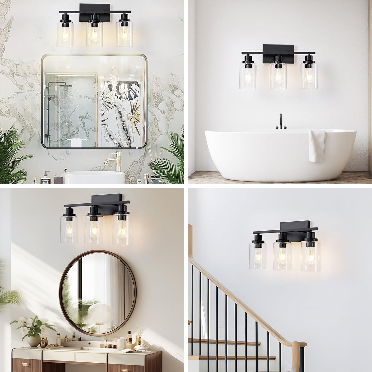 HCCZ E26 socket bathroom light compatible with LED or vintage bulbs.