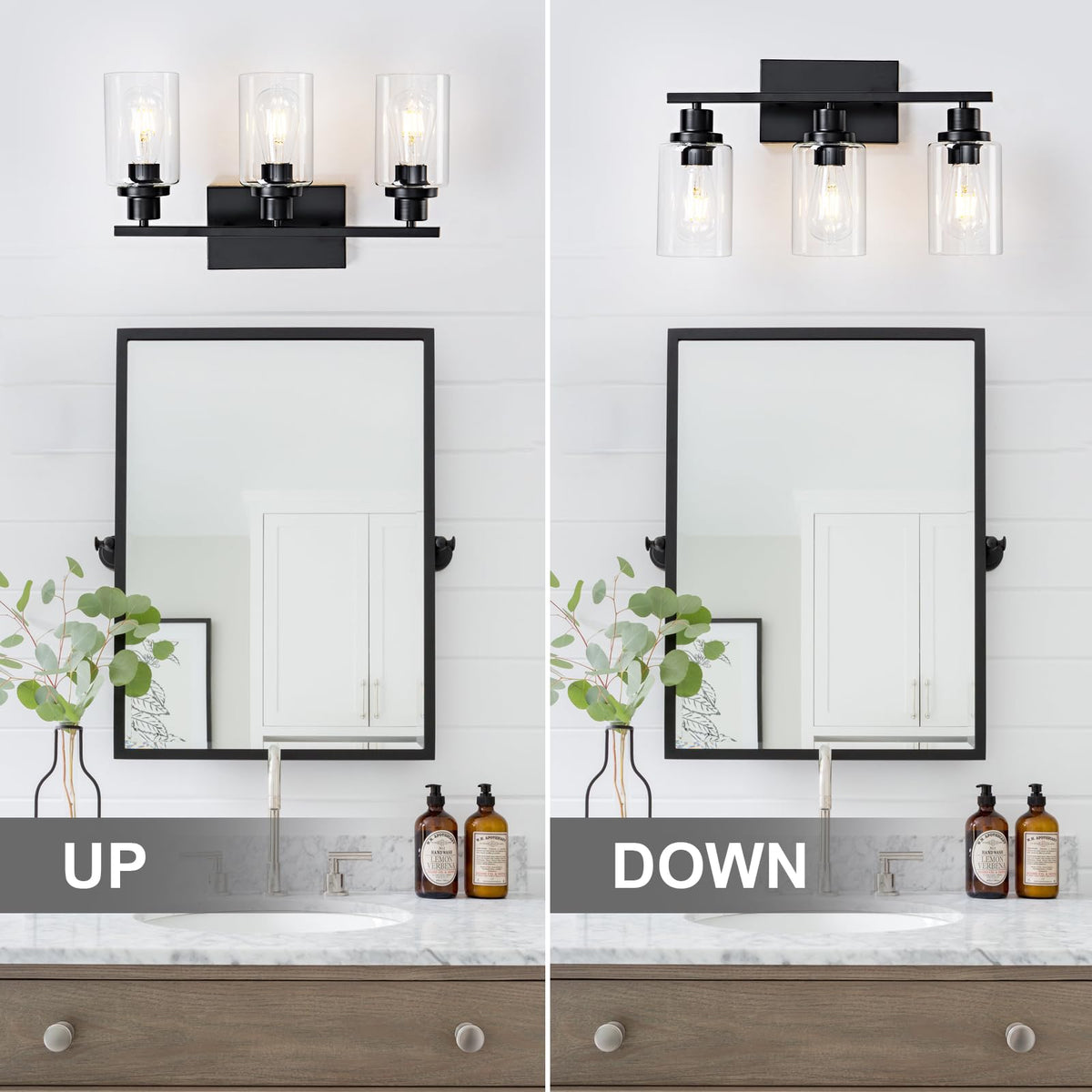 HCCZ modern farmhouse wall light adds rustic charm and clarity around mirrors.