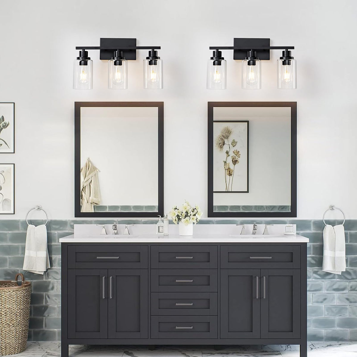 HCCZ three-shade vanity light provides ample coverage in bathrooms and hallways.