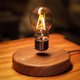 HCNT levitating bulb floating above the base for a futuristic desk setup with ambient glow