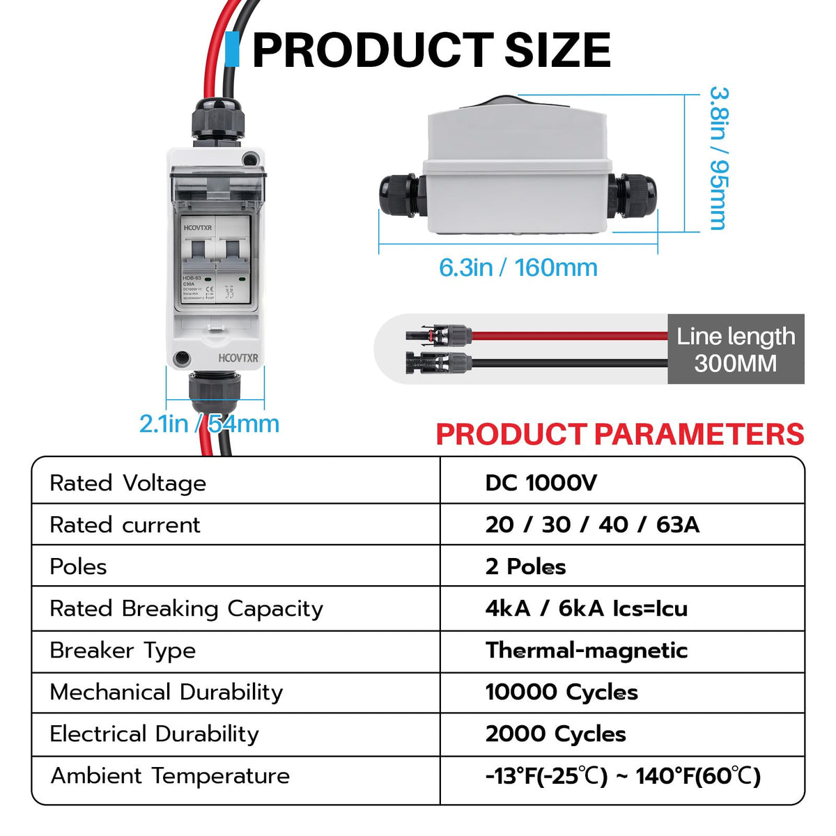 HCOVTXR IP65 enclosure protects outdoor PV connections during rain.