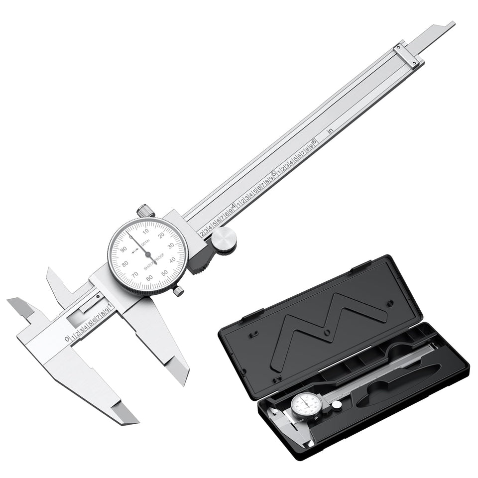 HDLNKAK dial caliper main view highlights 0-6 inch range with 0.001 inch precision.