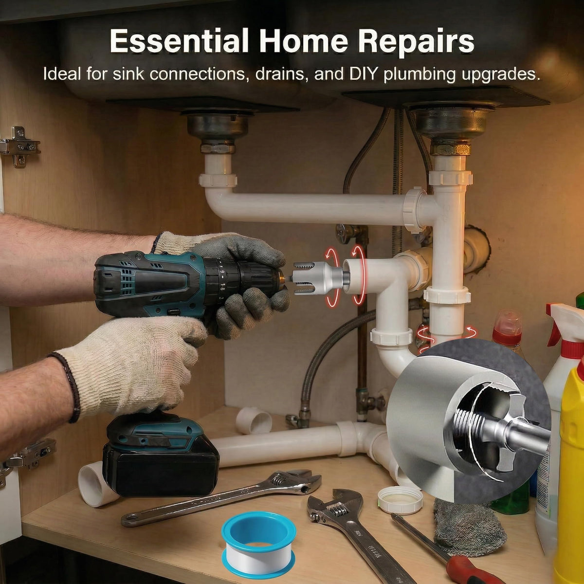 Hdnbsp threader kit connected to drill for faster threading