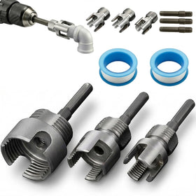 Hdnbsp 3PCS PVC pipe threader kit in use for plastic pipe threading