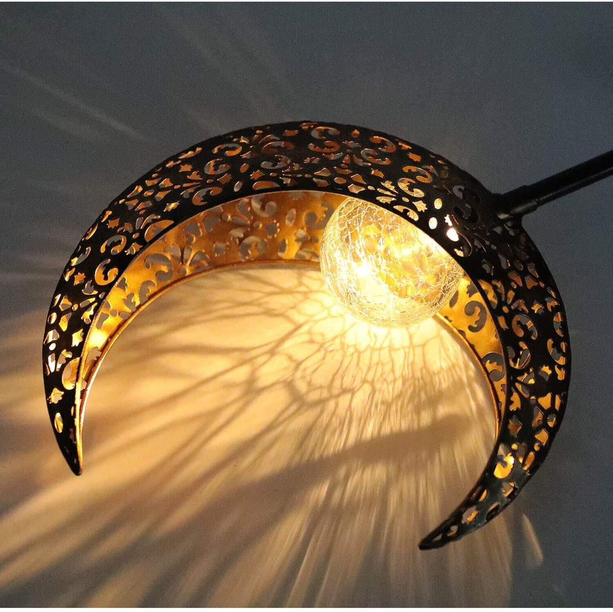 HDNICEZM crackle glass moon decor adds nighttime garden elegance