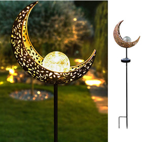 HDNICEZM solar garden light moon globe stake brightens pathways at night
